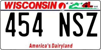 WI license plate 454NSZ