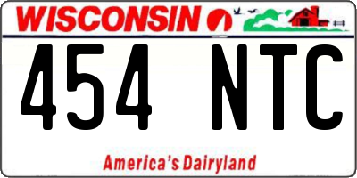 WI license plate 454NTC