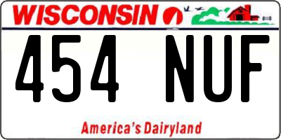 WI license plate 454NUF