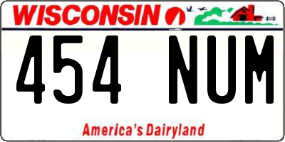 WI license plate 454NUM
