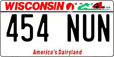 WI license plate 454NUN