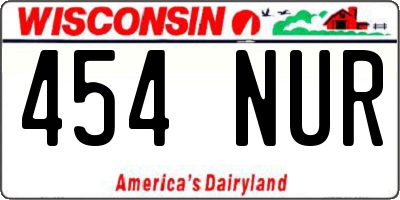 WI license plate 454NUR