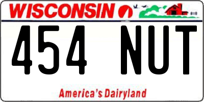 WI license plate 454NUT