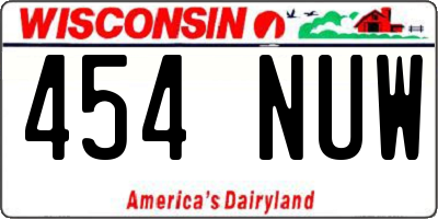 WI license plate 454NUW