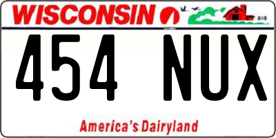 WI license plate 454NUX