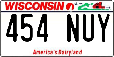 WI license plate 454NUY