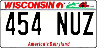 WI license plate 454NUZ