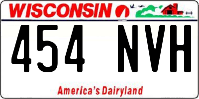 WI license plate 454NVH