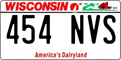 WI license plate 454NVS