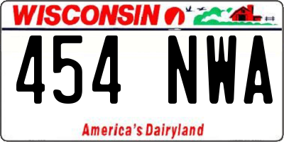 WI license plate 454NWA