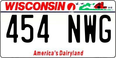 WI license plate 454NWG