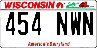 WI license plate 454NWN