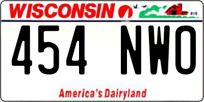 WI license plate 454NWO