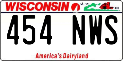 WI license plate 454NWS