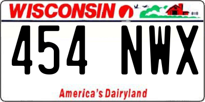 WI license plate 454NWX