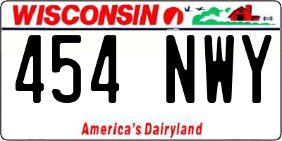 WI license plate 454NWY