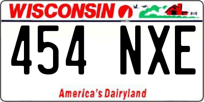 WI license plate 454NXE