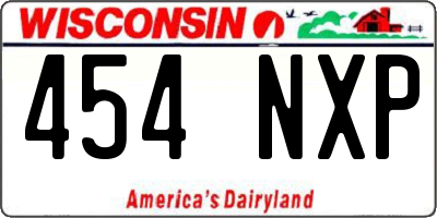 WI license plate 454NXP