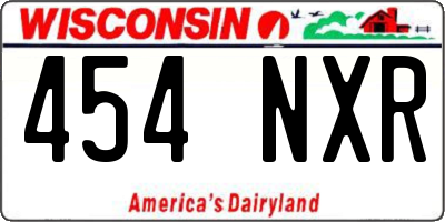 WI license plate 454NXR