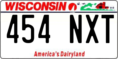 WI license plate 454NXT