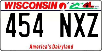 WI license plate 454NXZ