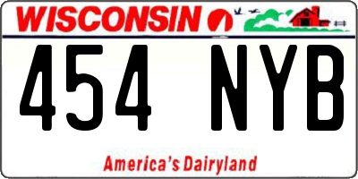 WI license plate 454NYB