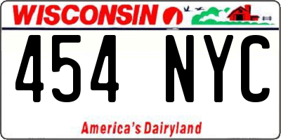 WI license plate 454NYC