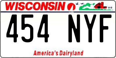 WI license plate 454NYF