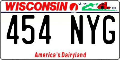 WI license plate 454NYG