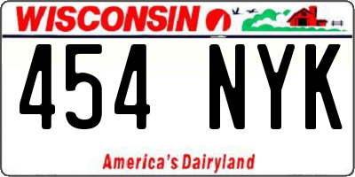 WI license plate 454NYK