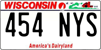 WI license plate 454NYS