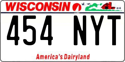 WI license plate 454NYT