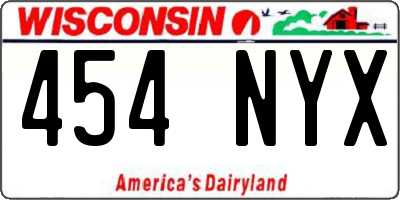 WI license plate 454NYX