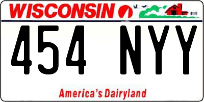 WI license plate 454NYY