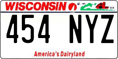 WI license plate 454NYZ