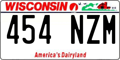 WI license plate 454NZM