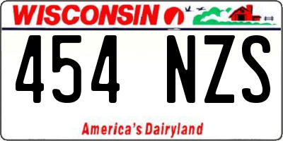 WI license plate 454NZS
