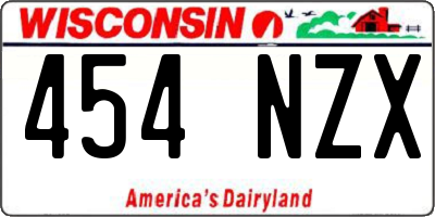 WI license plate 454NZX