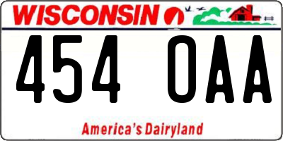 WI license plate 454OAA