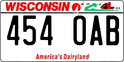 WI license plate 454OAB