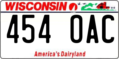 WI license plate 454OAC