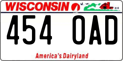 WI license plate 454OAD