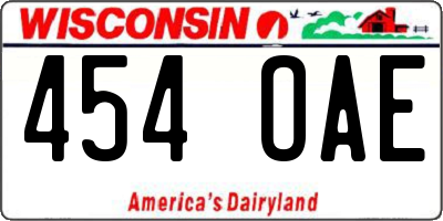 WI license plate 454OAE