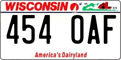 WI license plate 454OAF