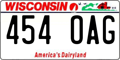 WI license plate 454OAG