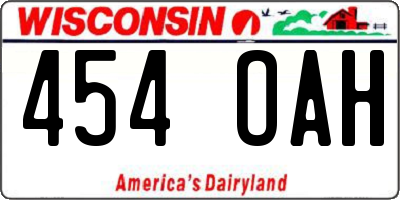 WI license plate 454OAH