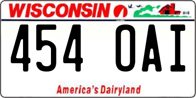 WI license plate 454OAI