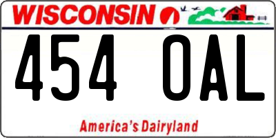 WI license plate 454OAL