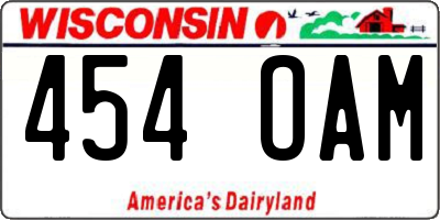 WI license plate 454OAM