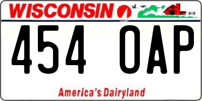 WI license plate 454OAP